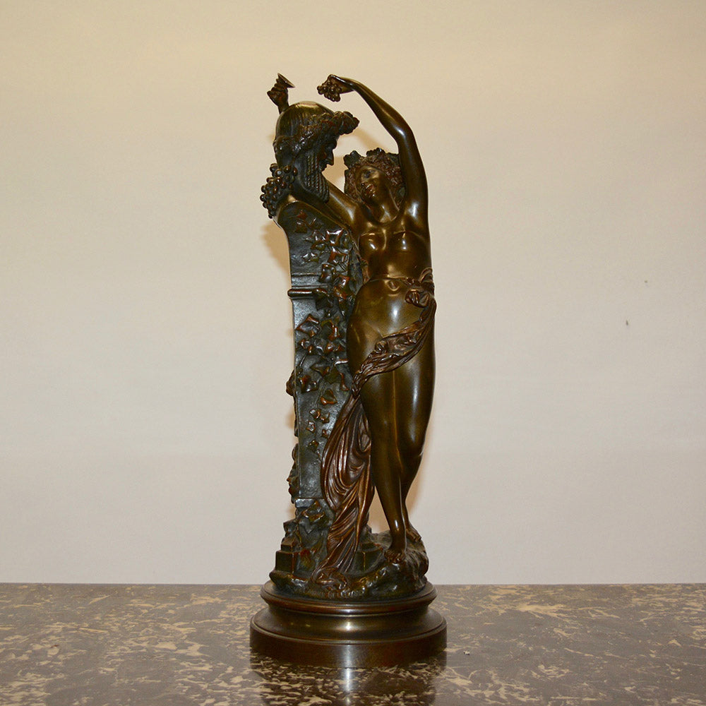19th Century Bronze Statue "Baccus & Bacchante" by Carrier-Belleuse
