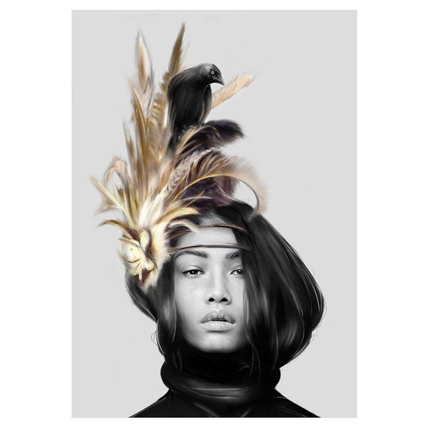 Crow and Feathers Art Print by Linn Wold