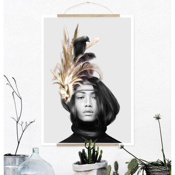 Crow and Feathers Art Print by Linn Wold