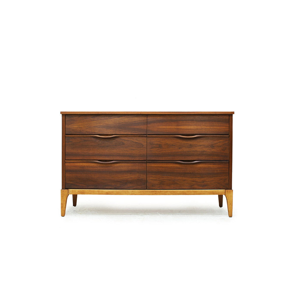 Mid Century Walnut 6 Drawer Dresser