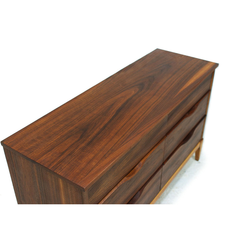 Mid Century Walnut 6 Drawer Dresser