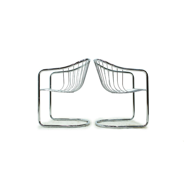 Pair of Chrome Cantilever Chairs in the style of Milo Baughman