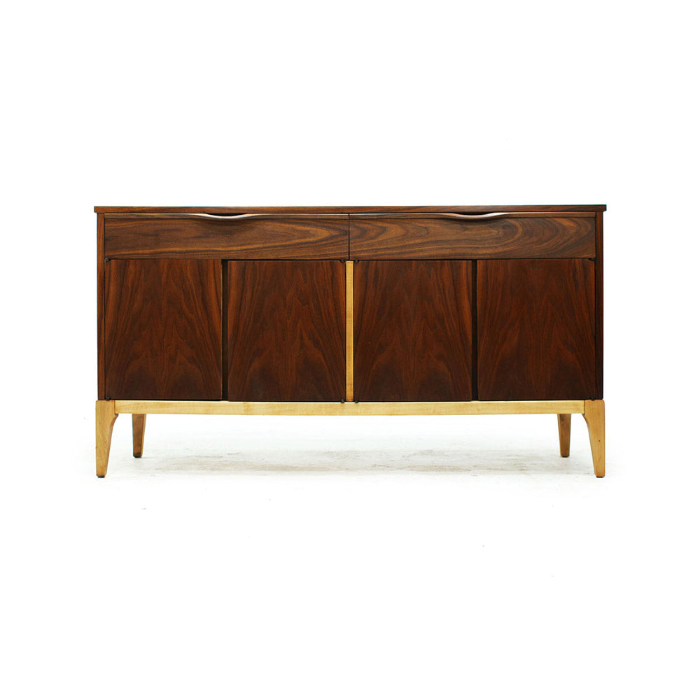 Mid Century Modern Walnut 4 Door 2 Drawer Credenza