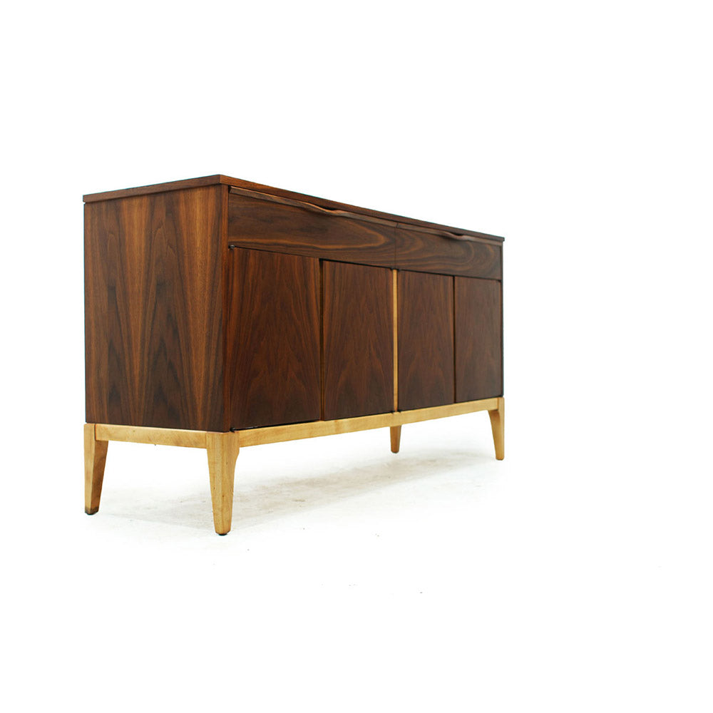 Mid Century Modern Walnut 4 Door 2 Drawer Credenza