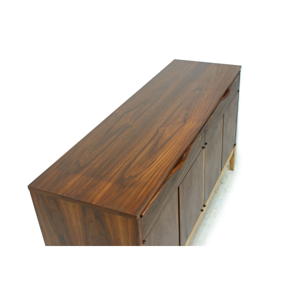 Mid Century Modern Walnut 4 Door 2 Drawer Credenza