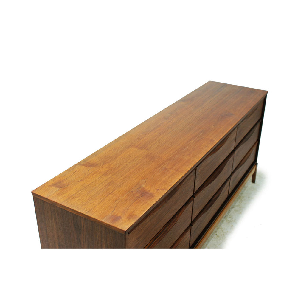 Mid Century Walnut 9 Drawer Dresser