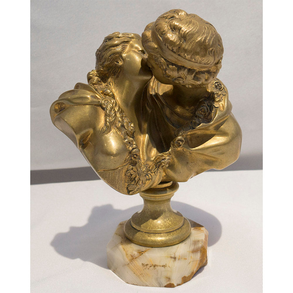 Gilt Bronze Sculpture by Jean Antoine Houdon - Le Baiser Donne ("The Kiss")