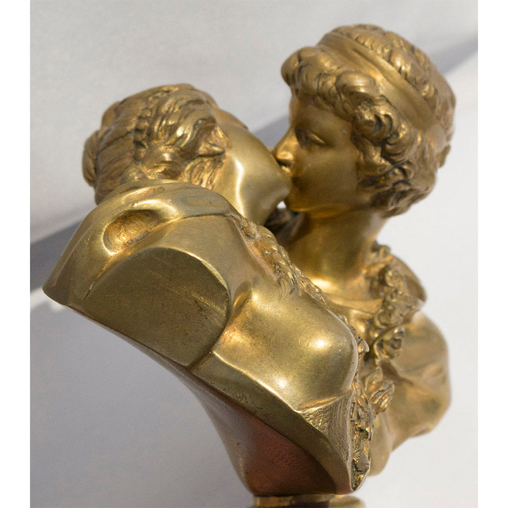 Gilt Bronze Sculpture by Jean Antoine Houdon - Le Baiser Donne ("The Kiss")