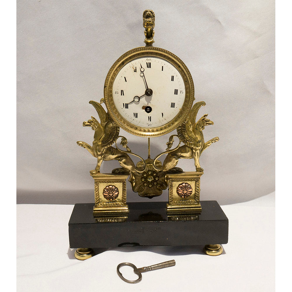 19th Century Gilt Bronze 'Egyptian Revival' Empire Clock