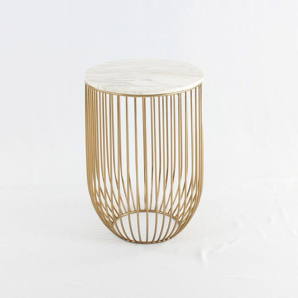 Mie Side Table - Carrara Marble Top & Gold Base