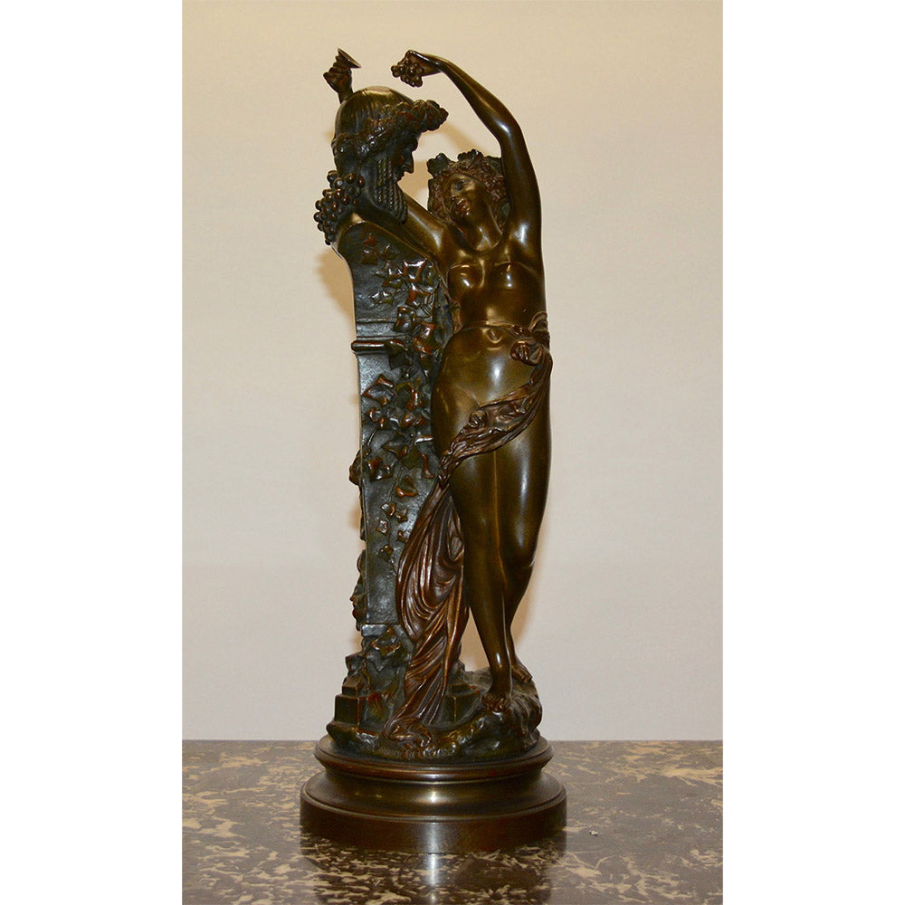 19th Century Bronze Statue "Baccus & Bacchante" by Carrier-Belleuse