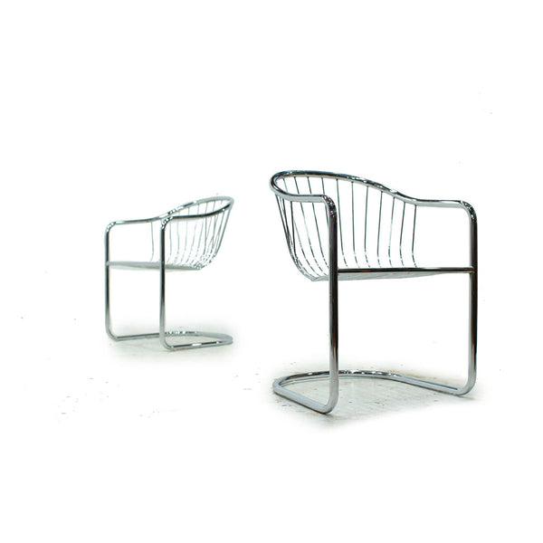 Pair of Chrome Cantilever Chairs in the style of Milo Baughman