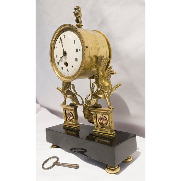 19th Century Gilt Bronze 'Egyptian Revival' Empire Clock